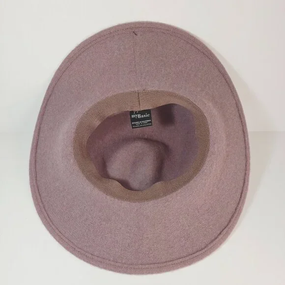 Blush Pink Wide Brim Wool Felt Hat | Boho Rancher Style by myBasic - Picture 6 of 7